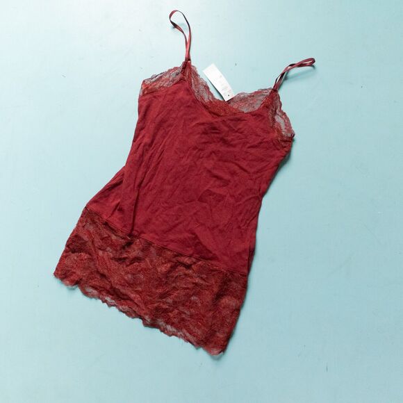 NWT White House Black Market Red Y2K Lace Trim Cami Tank Top Size Small - Picture 1 of 7